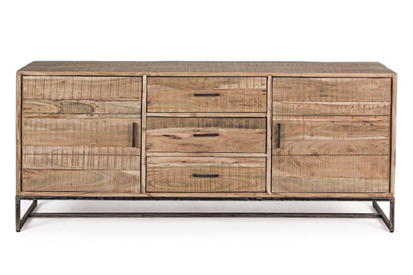 Credenza porta TV industrial in ferro battuto e legno massello 2 ante 3 cassetti SCONTO 20% spedizione gratuita - lapagoda.net