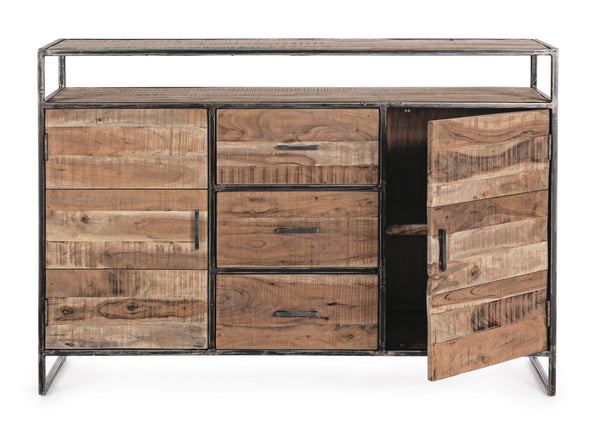 Credenza industrial in ferro battuto e legno massello 2 ante 3 cassetti SCONTO 20% spedizione gratuita - lapagoda.net