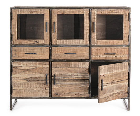 Credenza industrial in ferro battuto e legno massello 6 ante 3 cassetti SCONTO 20% spedizione gratuita - lapagoda.net