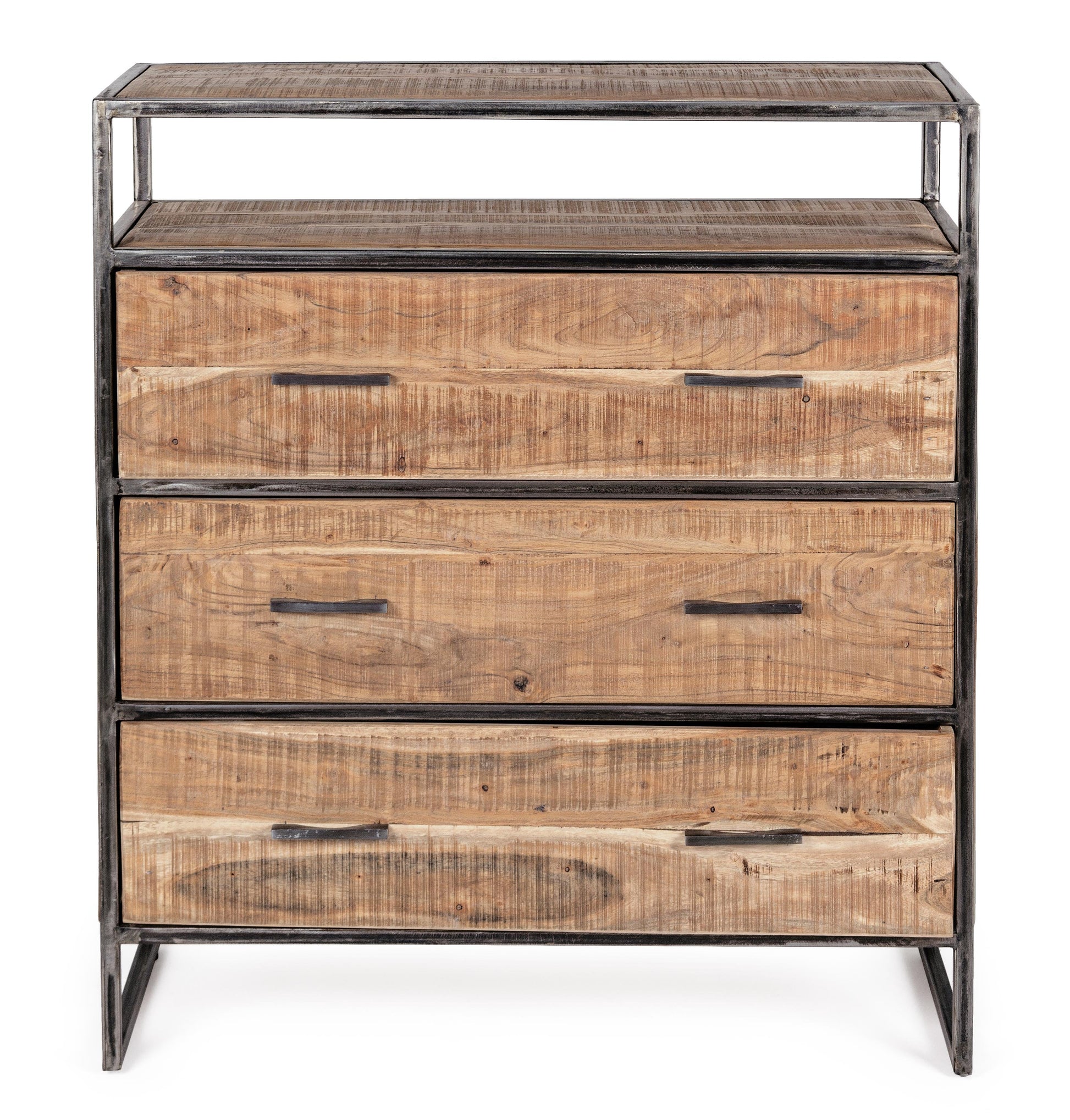 Cassettiera industrial ferro e legno massello 3 cassetti SCONTO 20%