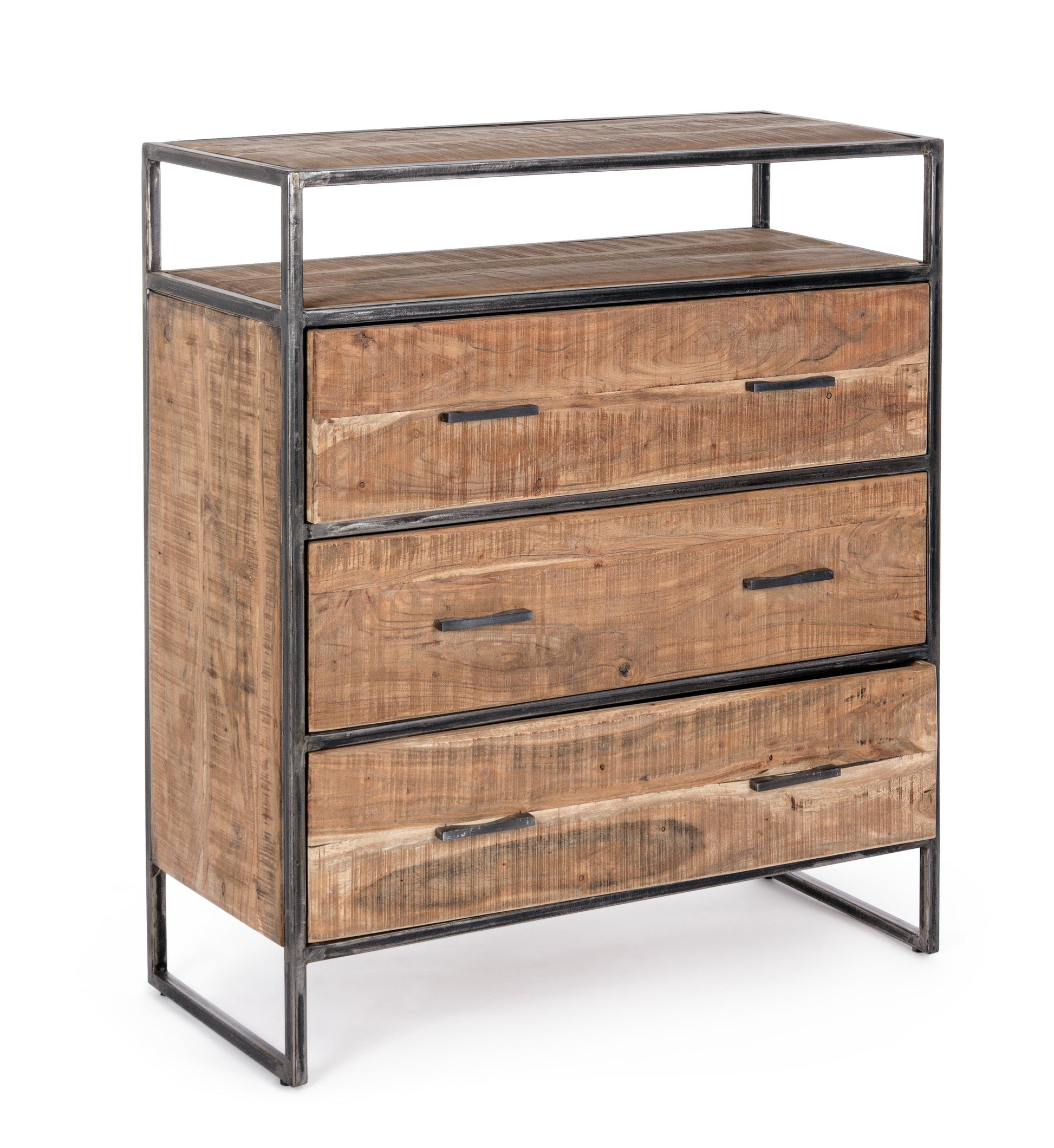 Cassettiera industrial ferro e legno massello 3 cassetti SCONTO 20%