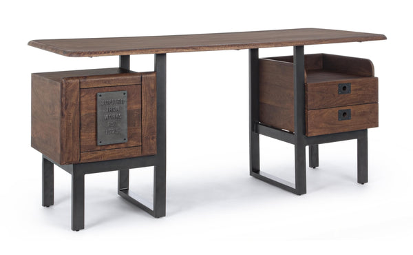 scrivania scrittoio vintage industrial legno massello struttura in ferro