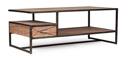 Tavolino industrial vintage decorazione geometrica 1 cassetto in legno massello e struttura in ferro -lapagoda.net SPEDIZIONE GRATUITA