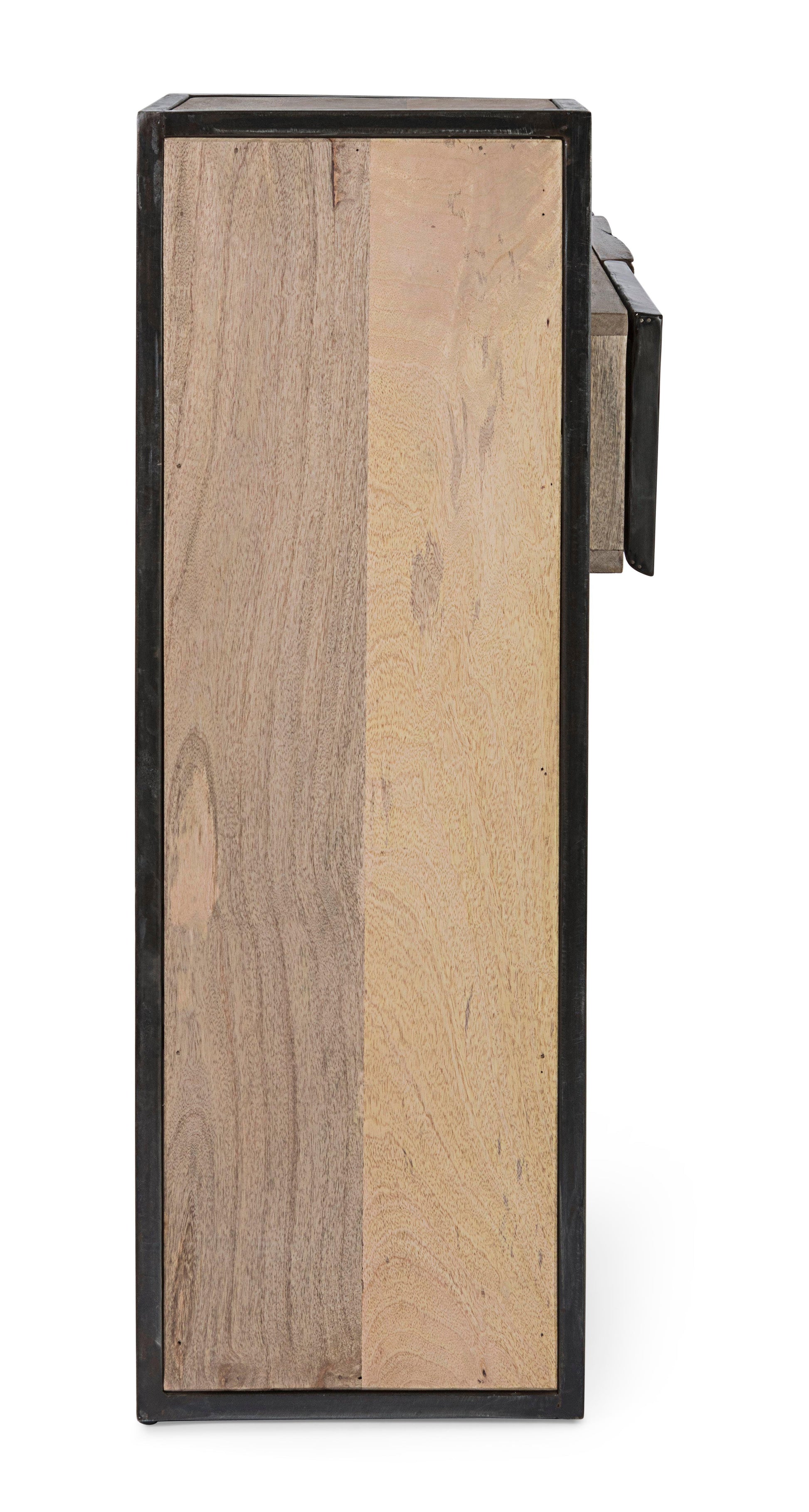 Mobile consolle industrial in legno con struttura in ferro frontali ferro legno cemento 3 cassetti - lapagoda.net
