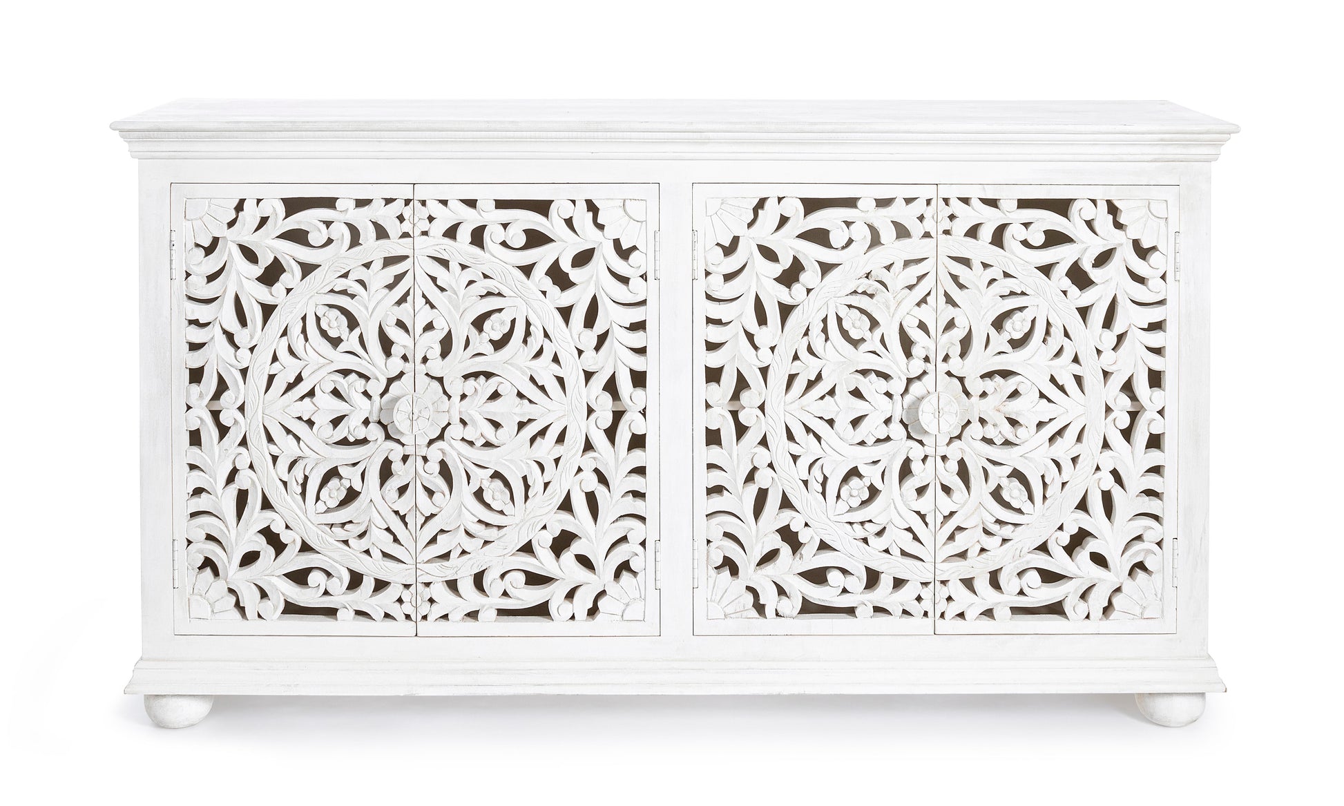 Credenza etnica indiana in legno massello shabby chic 4 ante - lapagoda.net