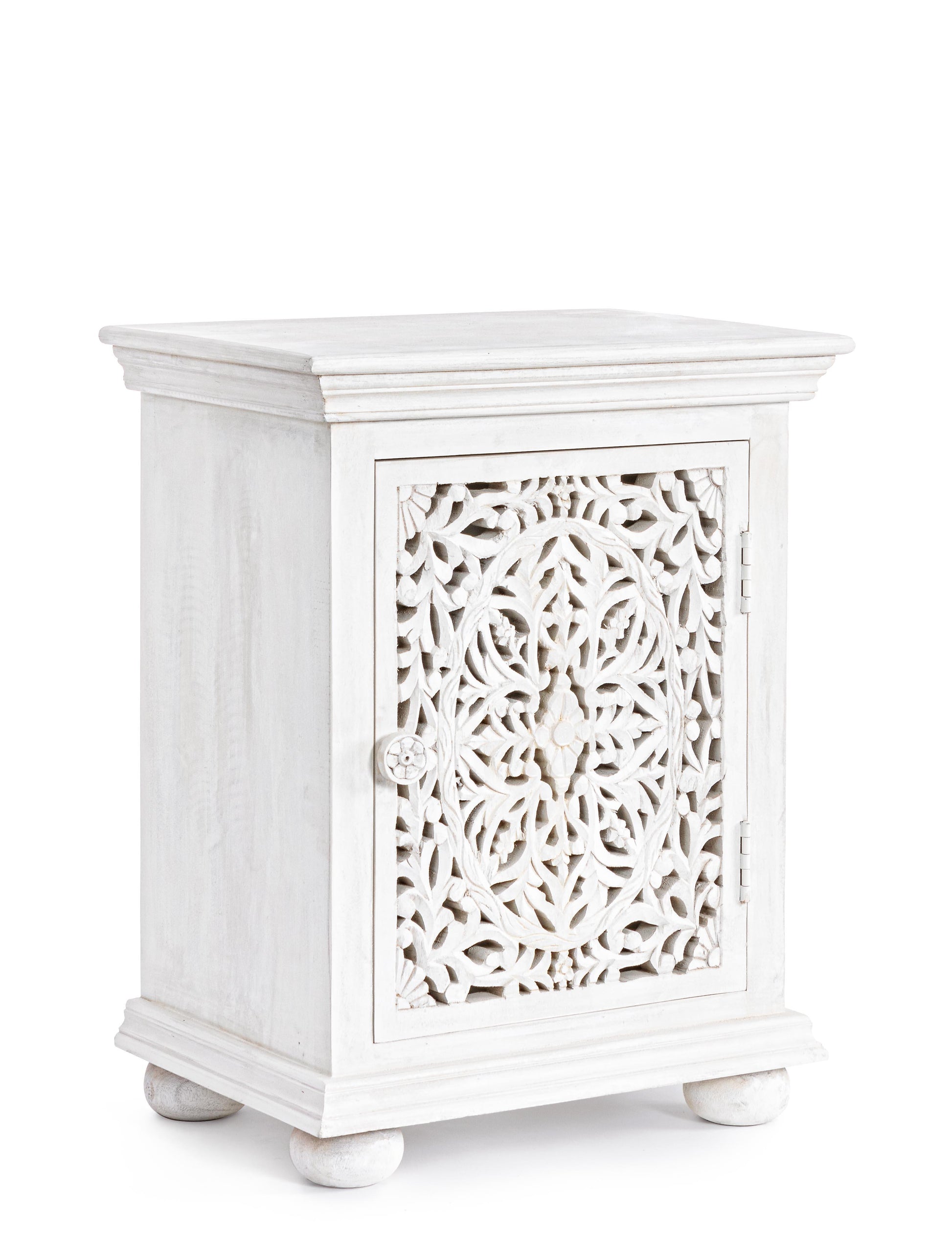 Comodino etnico indiano in legno massello shabby chic 1 anta - lapagoda.net