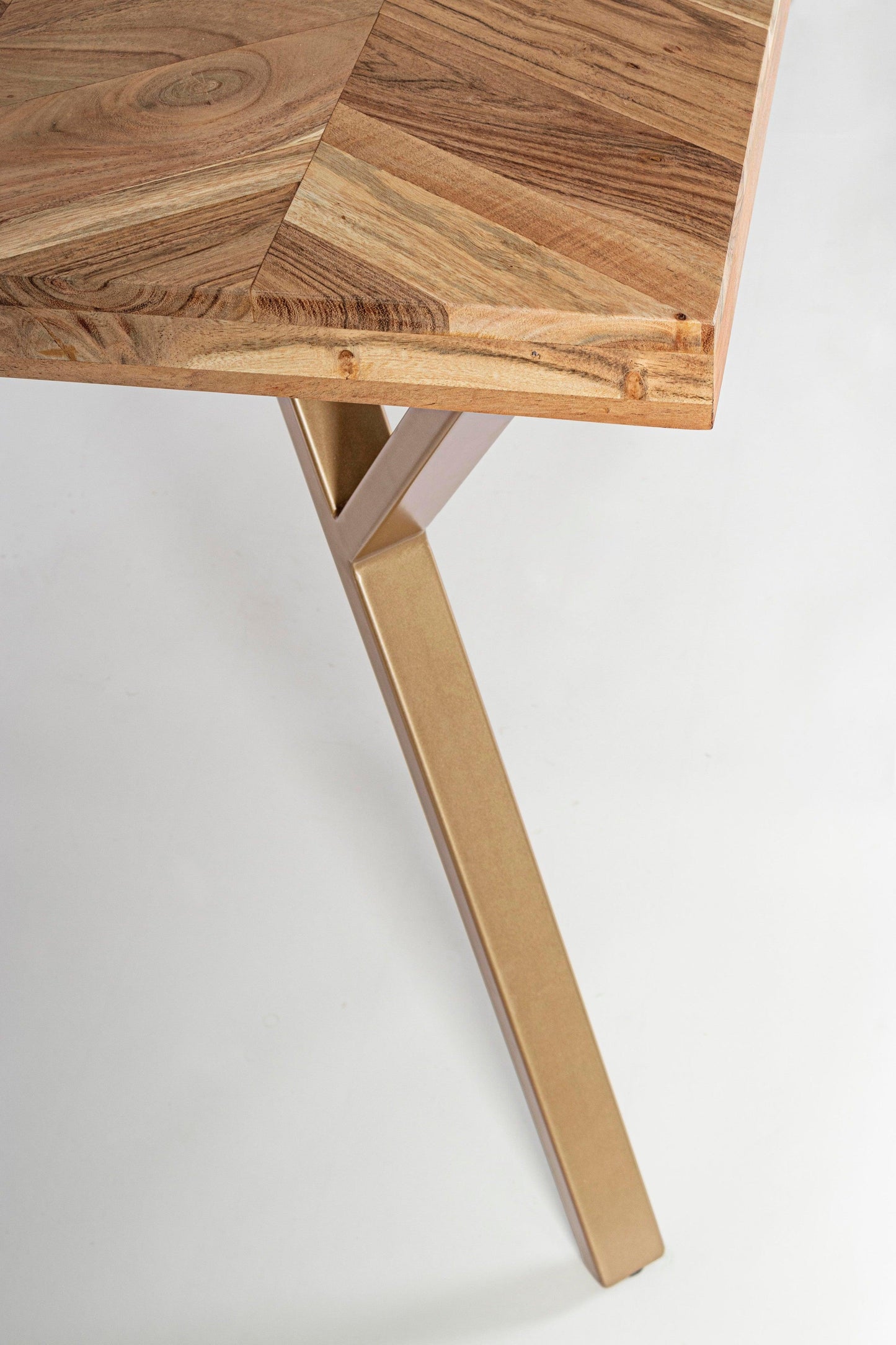 Tavolo 180x90 in legno d'acacia con venature chiare - dettaglio gambe in acciaio-  - lapagoda.net