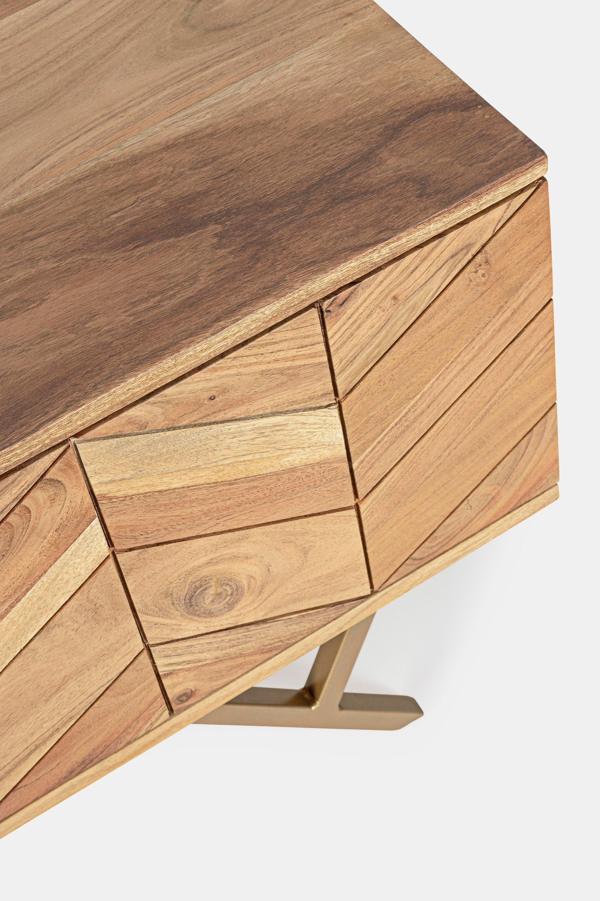 Credenza porta TV 3 ante in legno d'acacia con venature chiare del legno - lapagoda.net