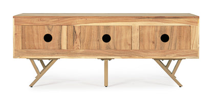 Credenza porta TV 3 ante in legno d'acacia con venature chiare del legno - lapagoda.net