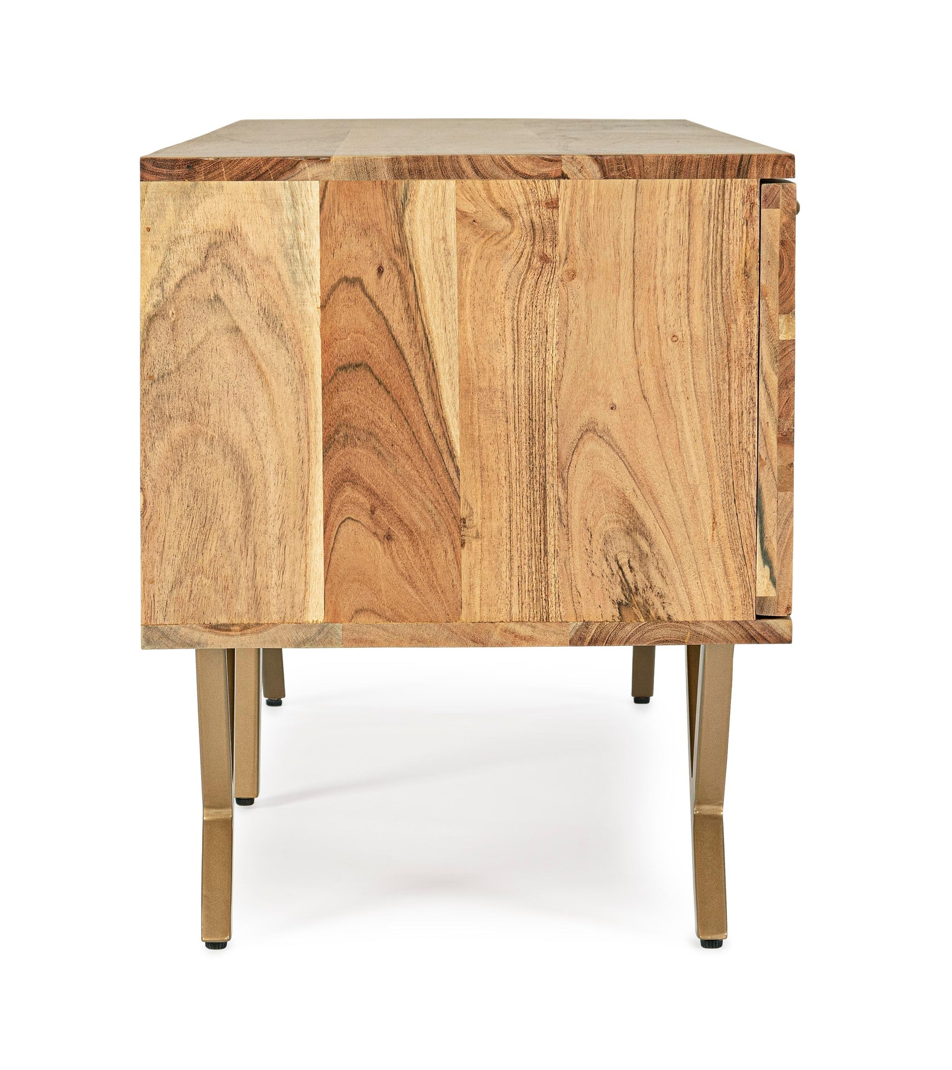 Credenza porta TV 3 ante in legno d'acacia con venature chiare del legno - lapagoda.net