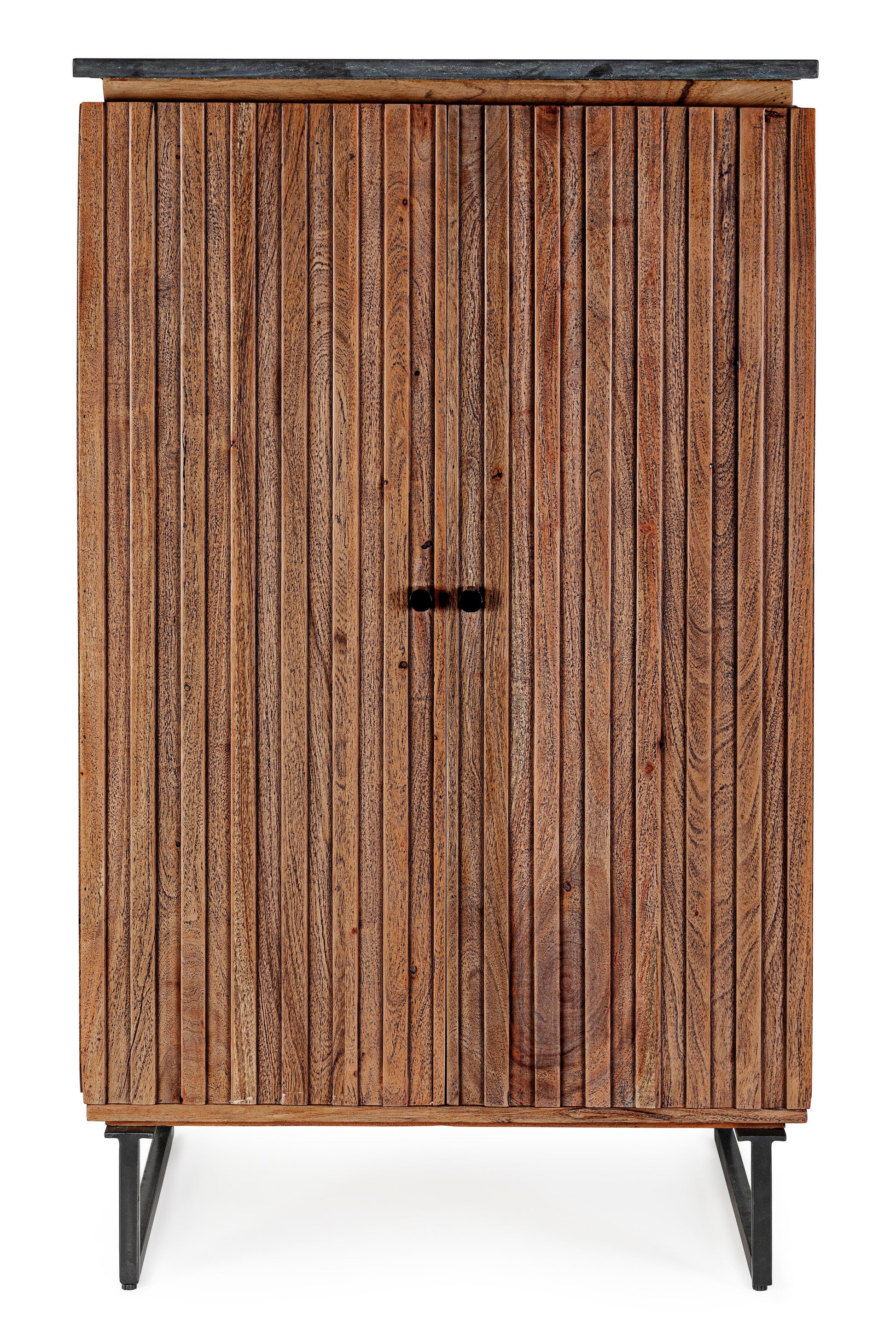 Mobile credenza bar vintage in legno massello e piano in marmo nero - lapagoda.net