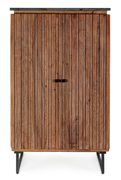 Mobile credenza bar vintage in legno massello e piano in marmo nero - lapagoda.net