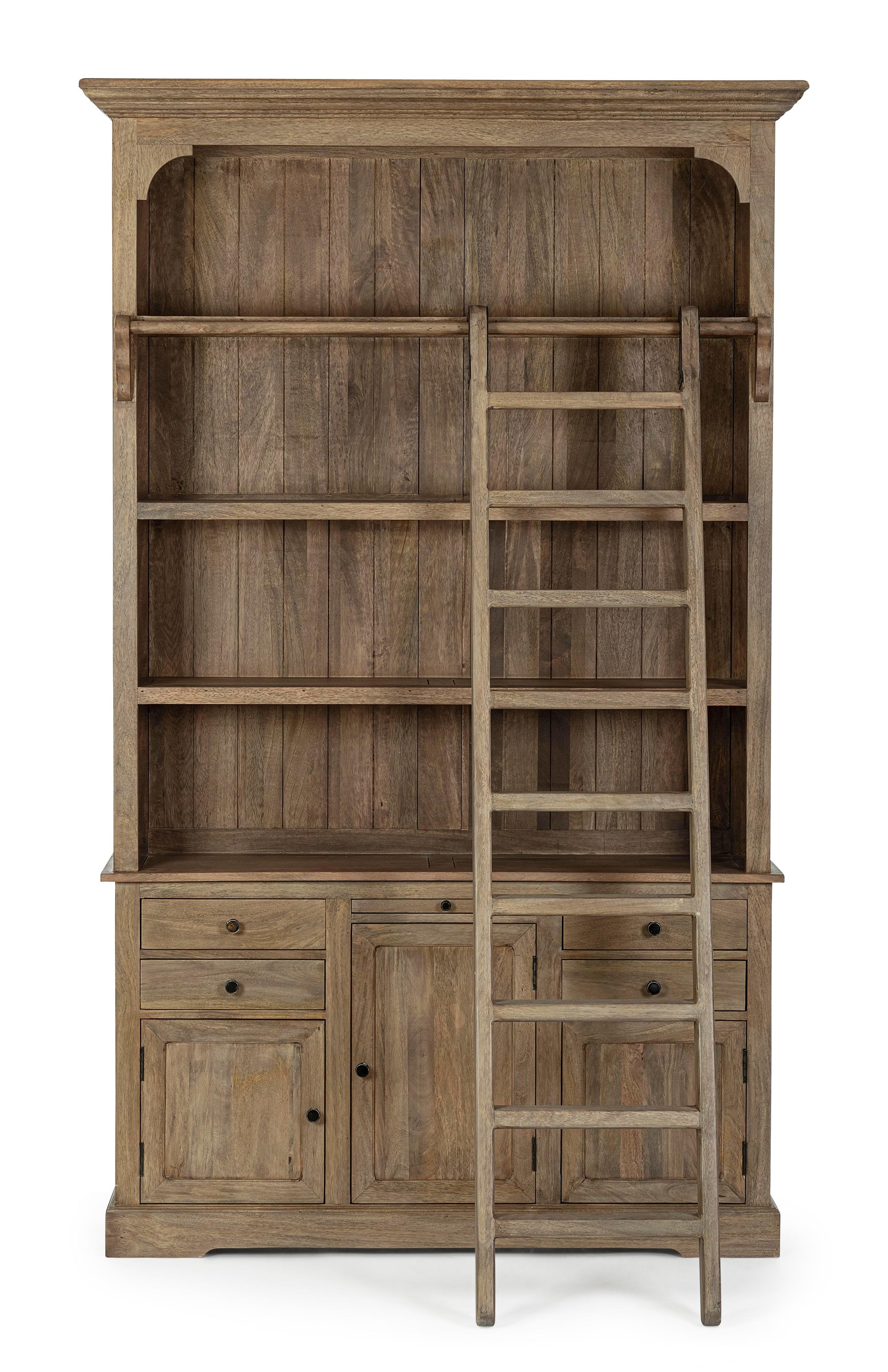 Libreria provenzale con scala in legno massello naturale - lapagoda.net