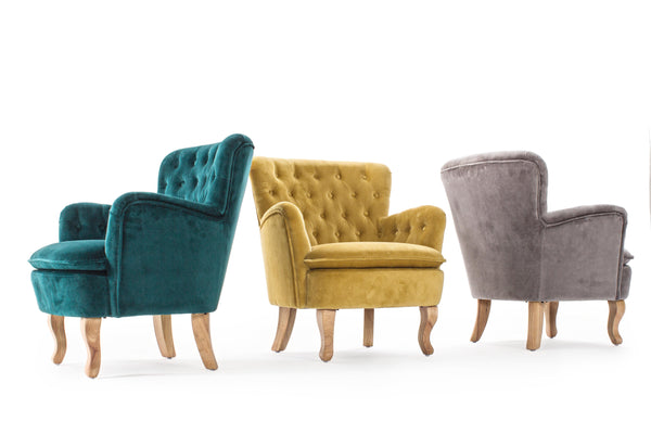 Poltrona vintage velluto colori senape, grigio e verde gambe in legno 2 posti - SCONTO 20% - lapagoda.net