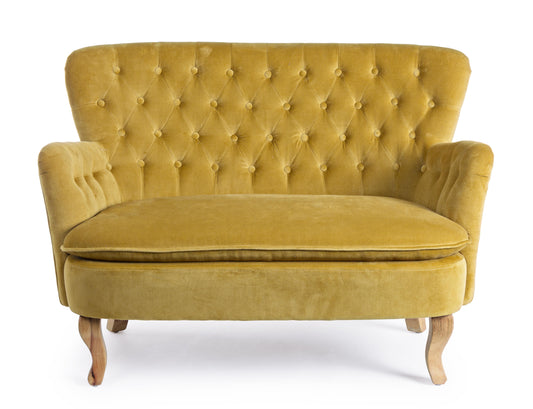 Divano vintage velluto colori senape, grigio e verde gambe in legno 2 posti - SCONTO 20% - lapagoda.net
