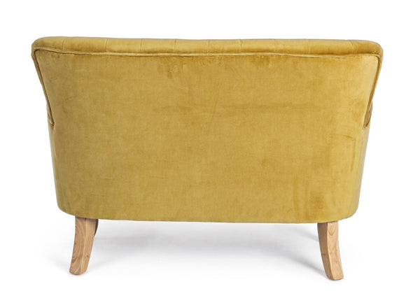 Divano vintage velluto colori senape, grigio e verde gambe in legno 2 posti - SCONTO 20% - lapagoda.net