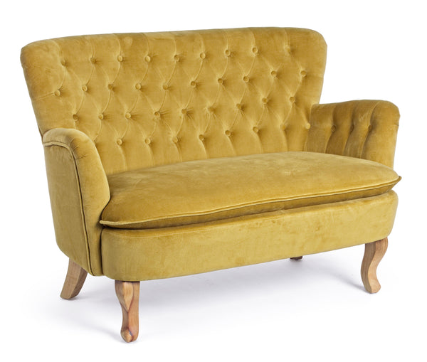Divano vintage velluto colori senape, grigio e verde gambe in legno 2 posti - SCONTO 20% - lapagoda.net