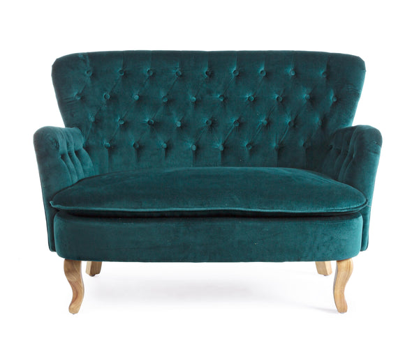 Divano vintage velluto colori senape, grigio e verde gambe in legno 2 posti - SCONTO 20% - lapagoda.net