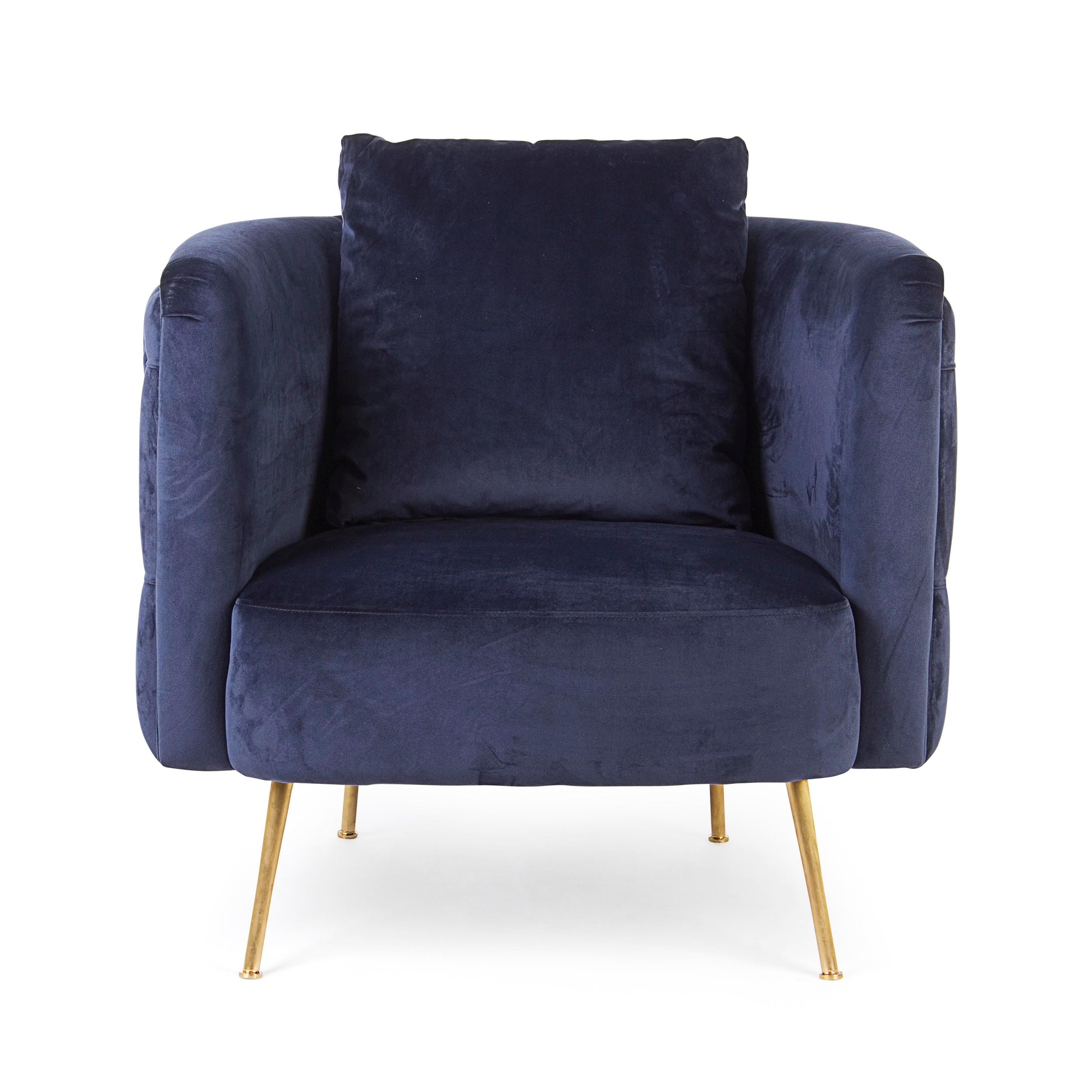 Poltrona vintage velluto gamba ottone Tiffany e blu - lapagoda.net