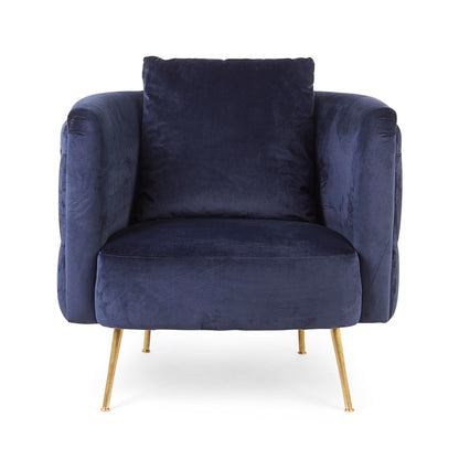 Poltrona vintage velluto gamba ottone Tiffany e blu - lapagoda.net