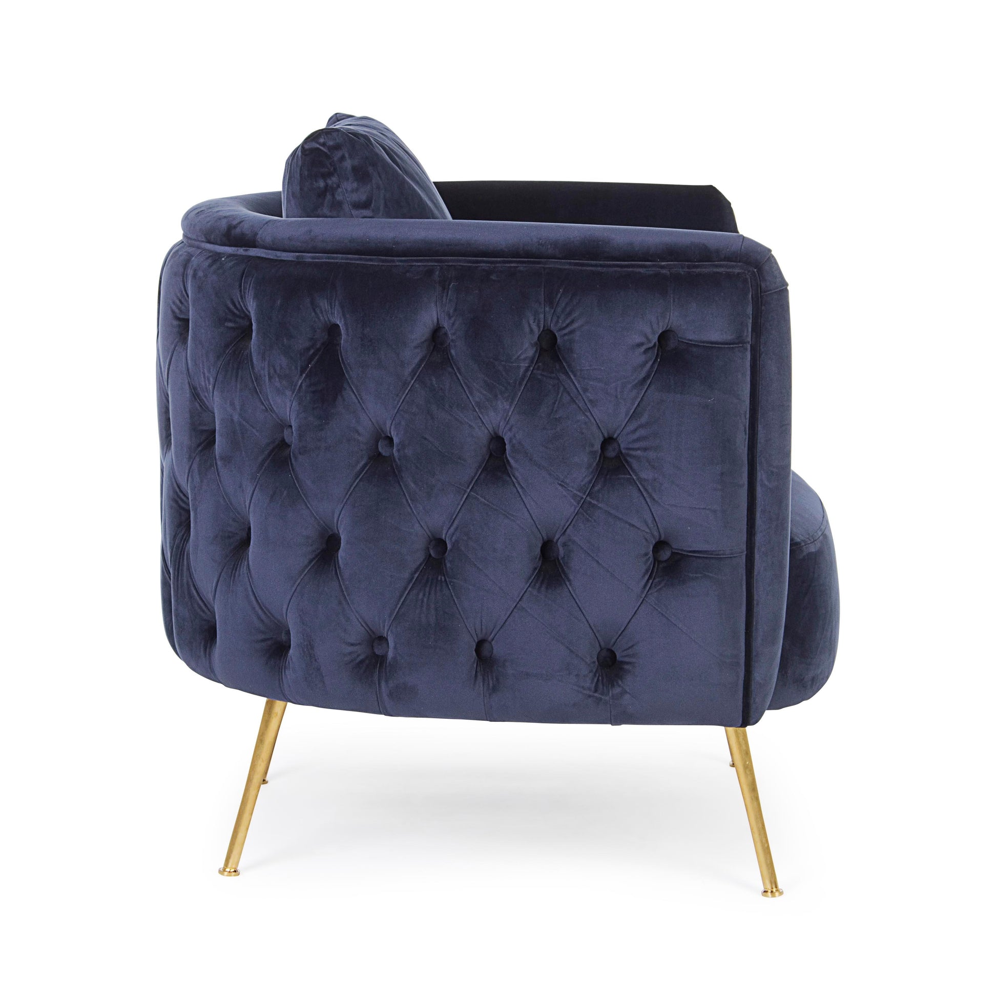 Poltrona vintage velluto gamba ottone Tiffany e blu - lapagoda.net