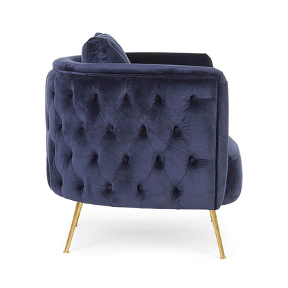 Poltrona vintage velluto gamba ottone Tiffany e blu - lapagoda.net