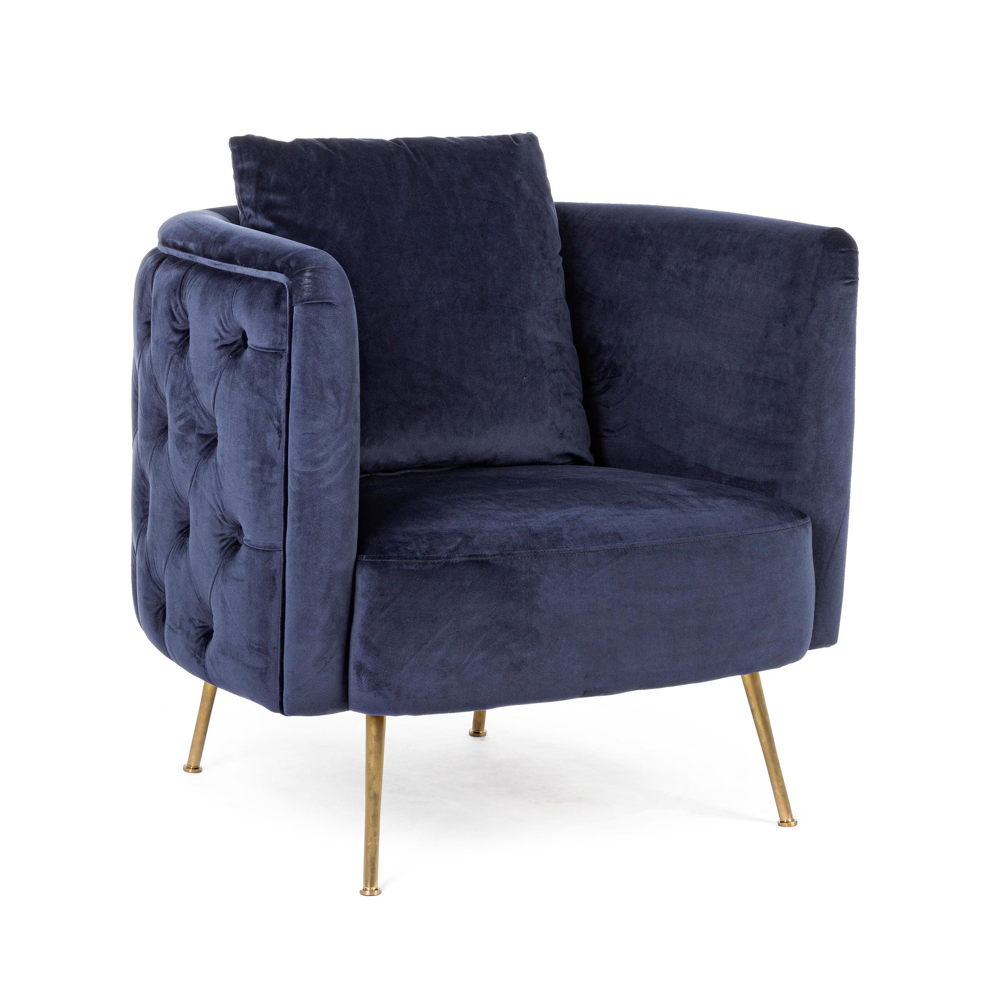 Poltrona vintage velluto gamba ottone Tiffany e blu - lapagoda.net