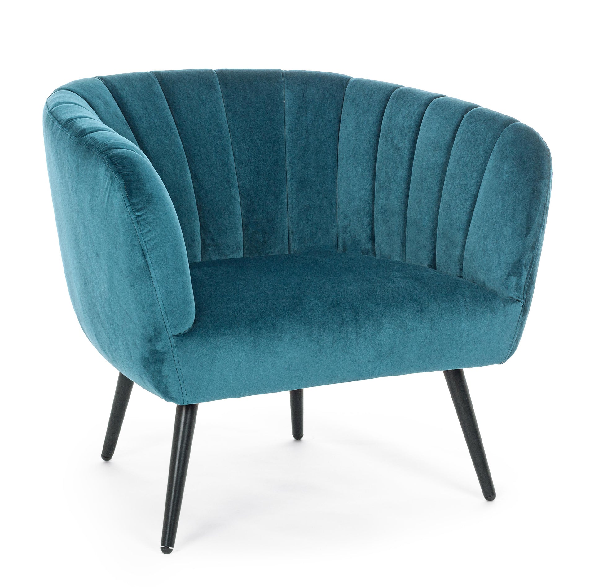 Poltrona vintage velluto blu pavone bassa SCONTO 20% - lapagoda.net