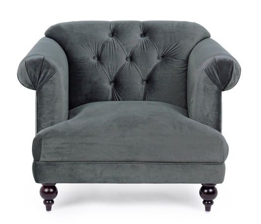 Poltrona vintage classica velluto grigio gambe in legno  SCONTO 20% - lapagoda.net