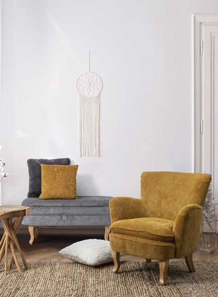 Poltrona vintage velluto colori ocra, grigio, rosa e tortora gambe in legno 2 posti - SCONTO 20% - lapagoda.net