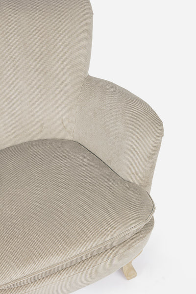 Poltrona vintage velluto colori ocra, grigio, rosa e tortora gambe in legno 2 posti - SCONTO 20% - lapagoda.net