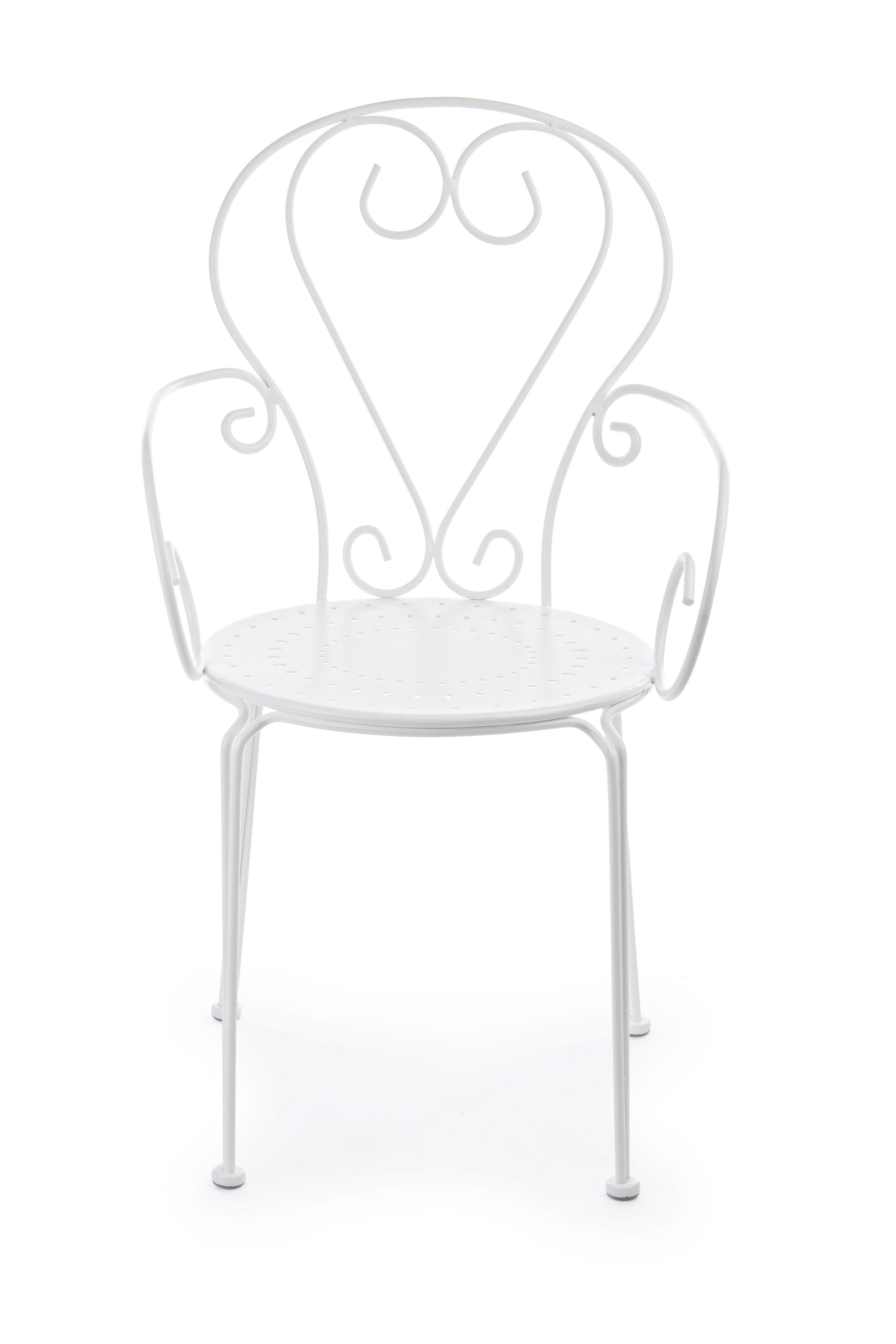 Sedie poltroncine da esterno in stile shabby chic in ferro verniciato, bianco - SET DI 4 SEDIE - SCONTO 20% - lapagoda.net