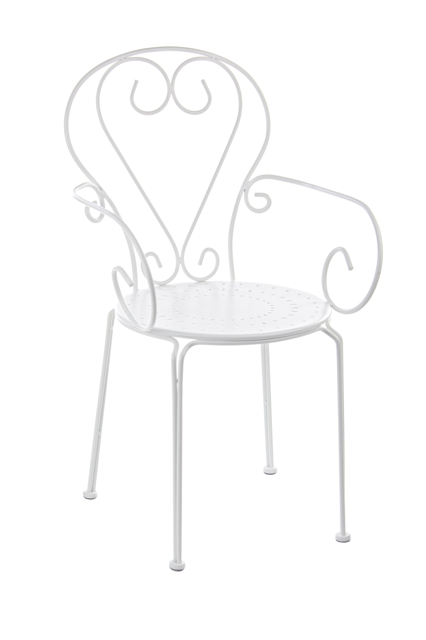 Sedie poltroncine da esterno in stile shabby chic in ferro verniciato, bianco - SET DI 4 SEDIE - SCONTO 20% - lapagoda.net