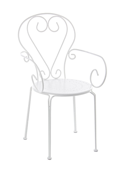 Sedie poltroncine da esterno in stile shabby chic in ferro verniciato, bianco - SET DI 4 SEDIE - SCONTO 20% - lapagoda.net