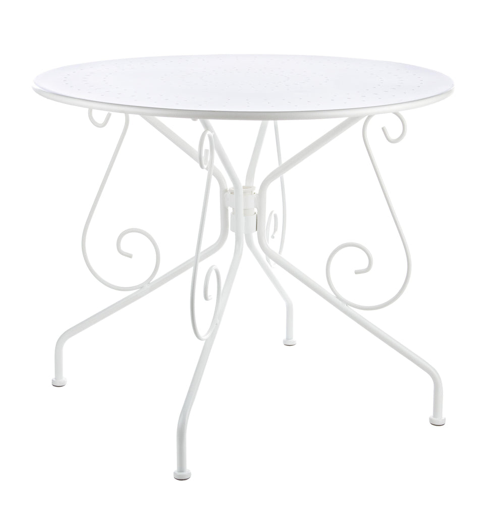 Tavolo rotondo D90 da esterno in ferro verniciato - 3 colori a scelta- Bianco - lapagoda.net
