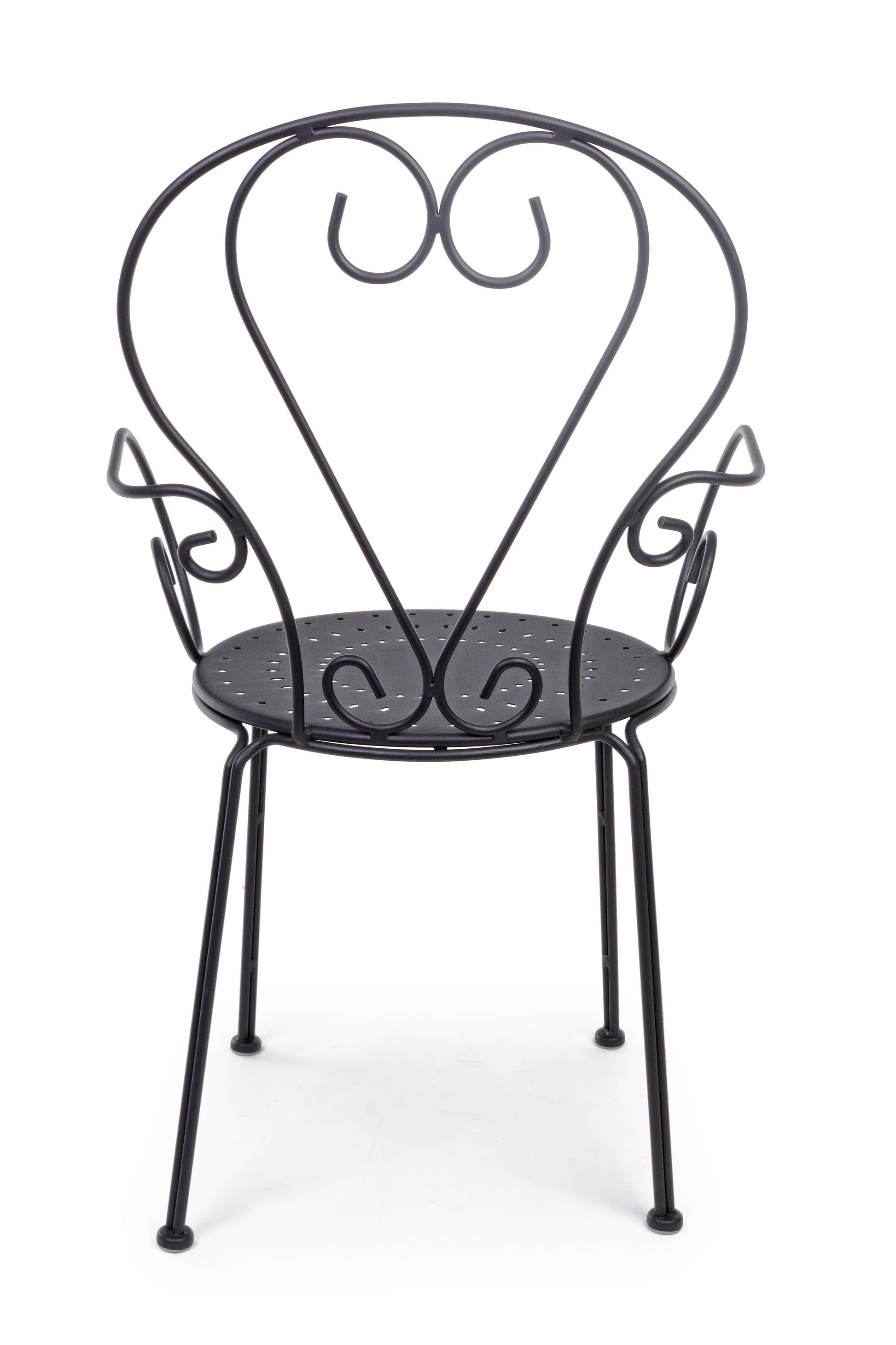 Sedie poltroncine da esterno in stile shabby chic in ferro verniciato, grigio antracite - SET DI 4 SEDIE - SCONTO 20% - lapagoda.net