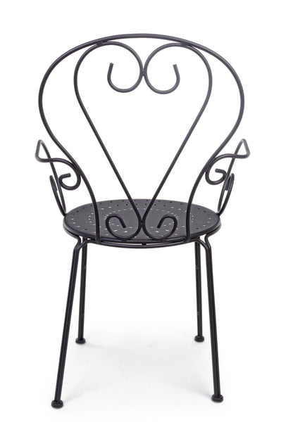 Sedie poltroncine da esterno in stile shabby chic in ferro verniciato, grigio antracite - SET DI 4 SEDIE - SCONTO 20% - lapagoda.net