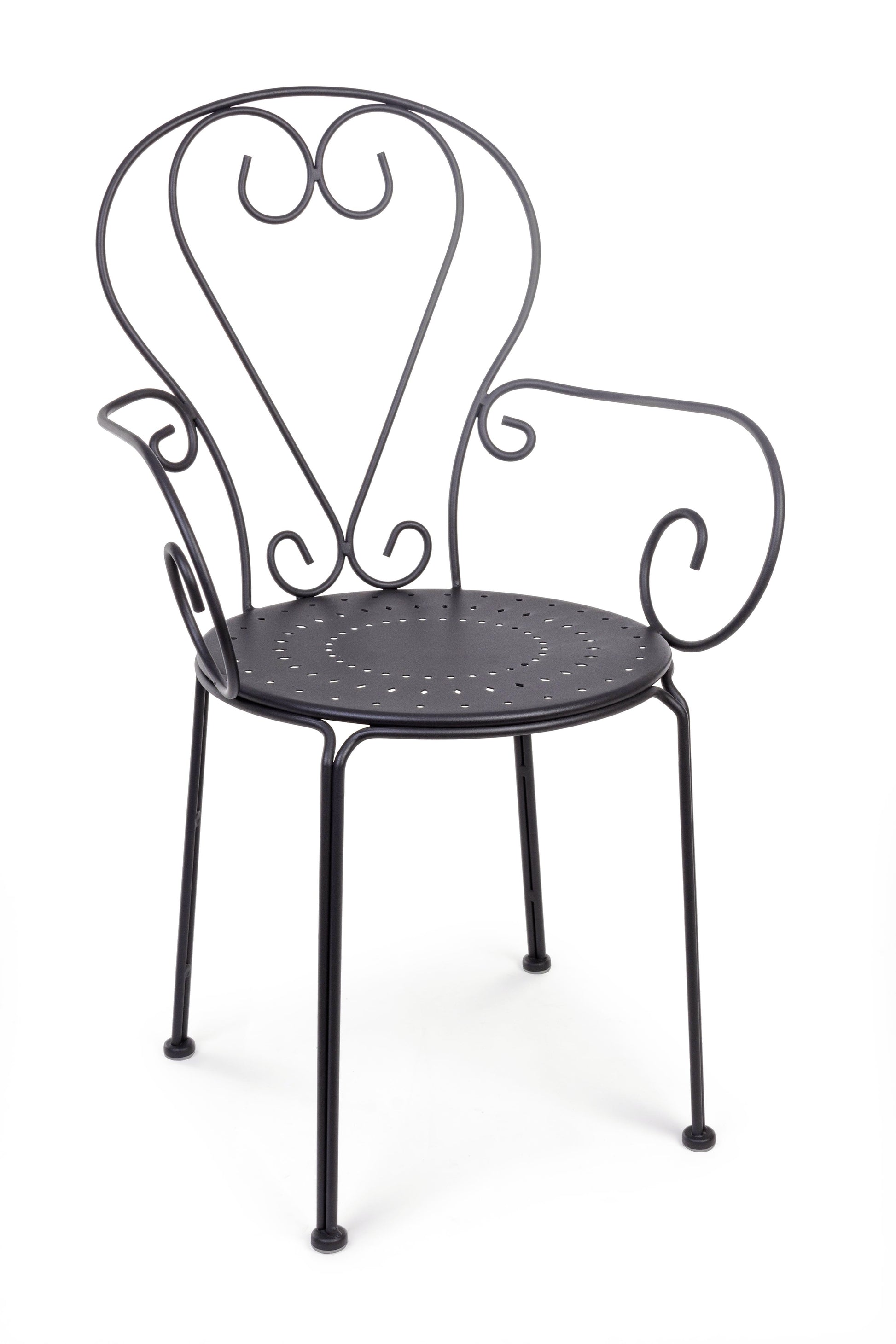 Sedie poltroncine da esterno in stile shabby chic in ferro verniciato, grigio antracite - SET DI 4 SEDIE - SCONTO 20% - lapagoda.net
