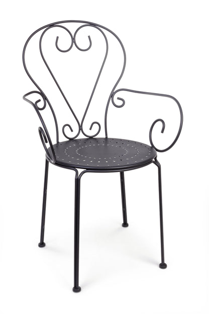 Sedie poltroncine da esterno in stile shabby chic in ferro verniciato, grigio antracite - SET DI 4 SEDIE - SCONTO 20% - lapagoda.net