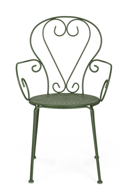 Sedie poltroncine da esterno in stile shabby chic in ferro verniciato, verde foresta - SET DI 4 SEDIE - SCONTO 20% - lapagoda.net