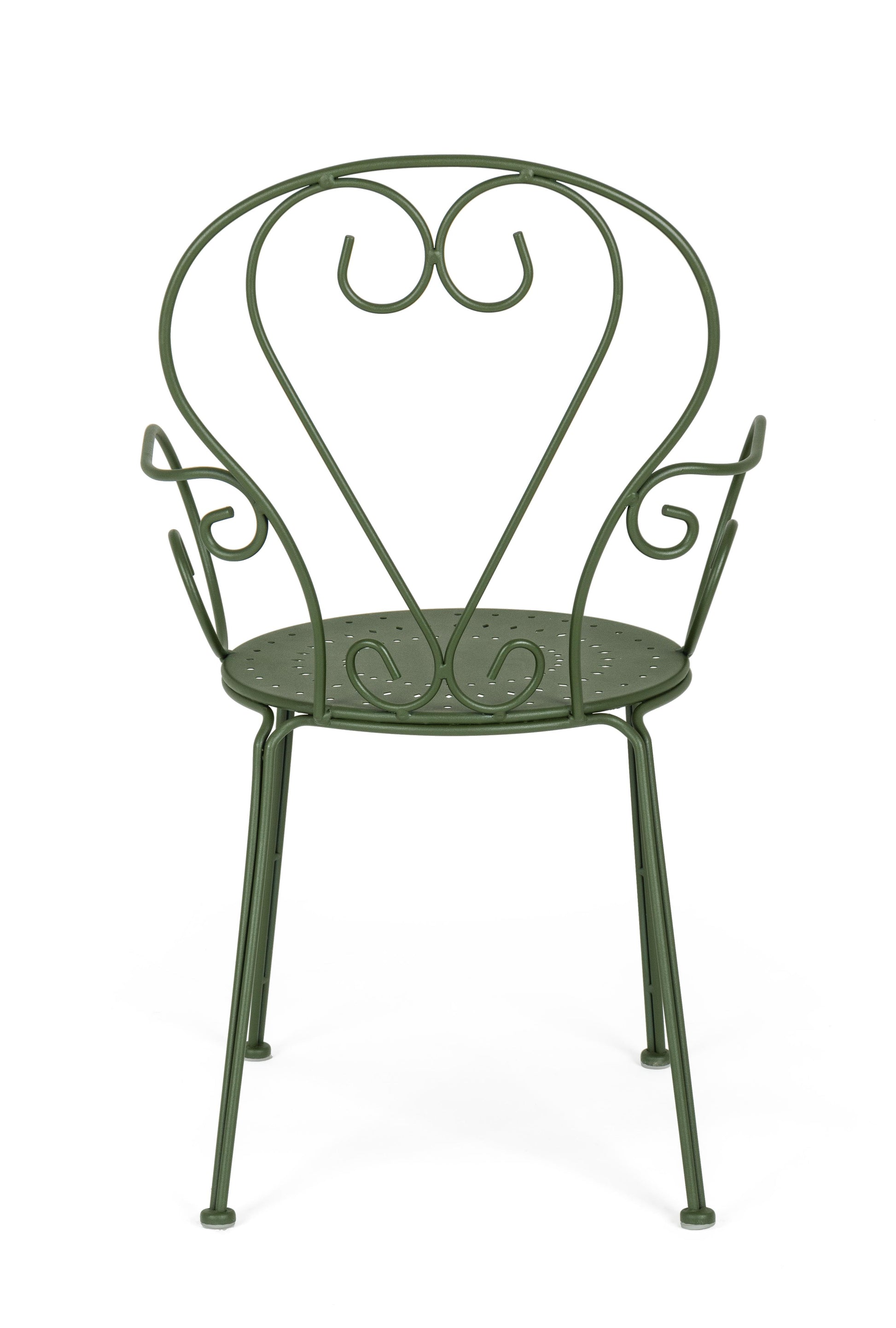 Sedie poltroncine da esterno in stile shabby chic in ferro verniciato, verde foresta - SET DI 4 SEDIE - SCONTO 20% - lapagoda.net