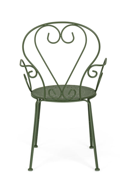 Sedie poltroncine da esterno in stile shabby chic in ferro verniciato, verde foresta - SET DI 4 SEDIE - SCONTO 20% - lapagoda.net