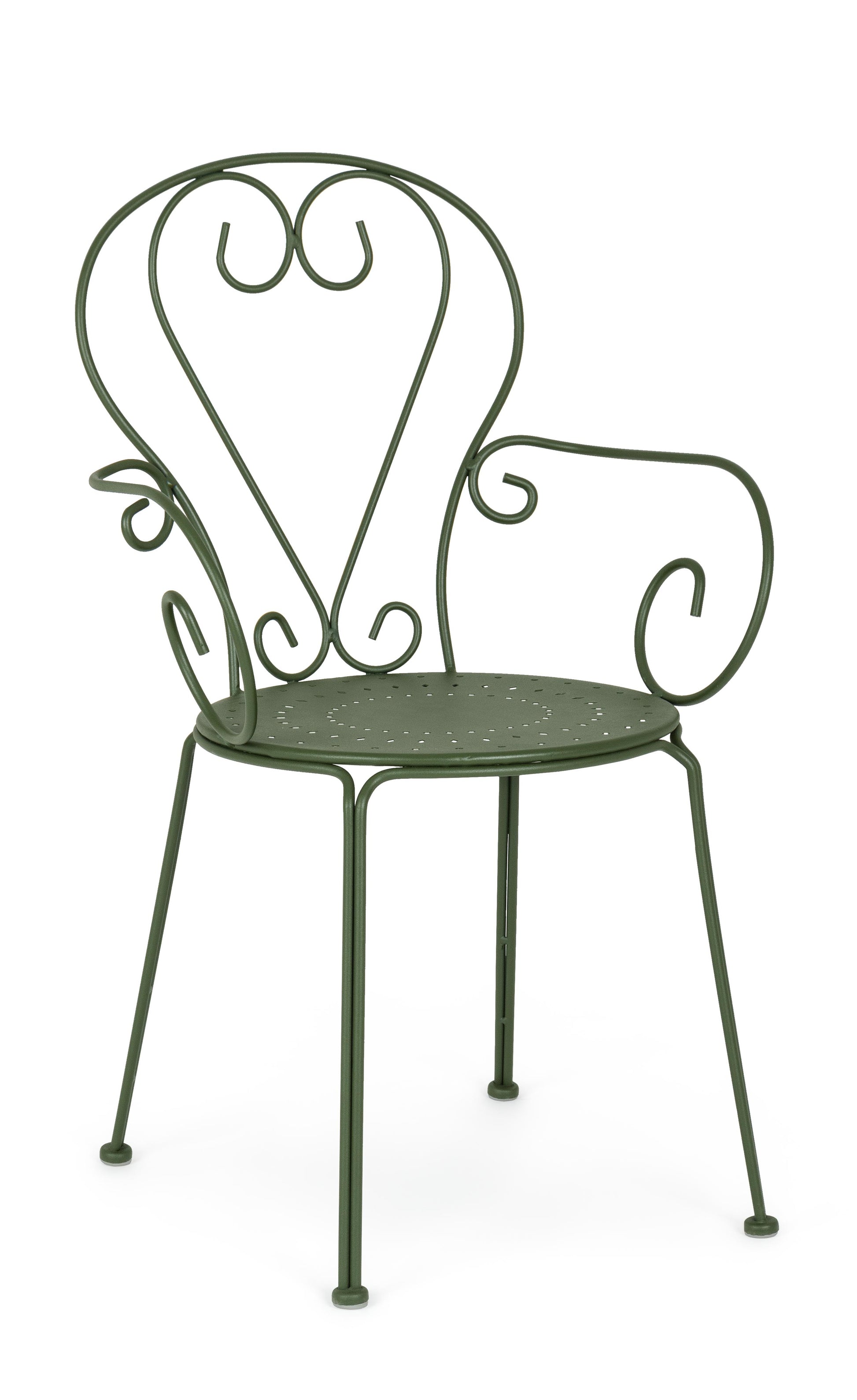 Sedie poltroncine da esterno in stile shabby chic in ferro verniciato, verde foresta - SET DI 4 SEDIE - SCONTO 20% - lapagoda.net