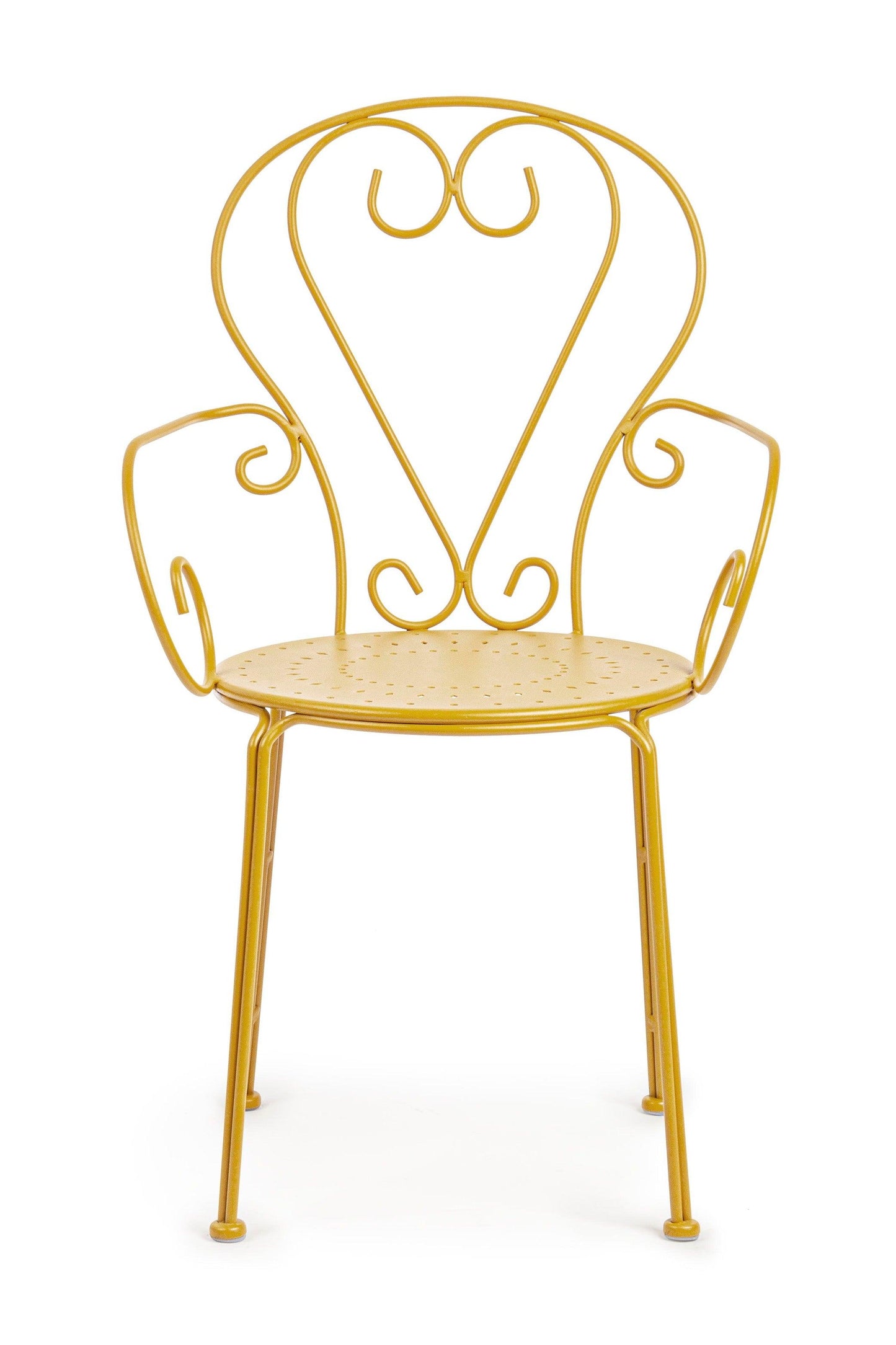 Sedie poltroncine da esterno in stile shabby chic in ferro verniciato, ocra - SET DI 4 SEDIE - SCONTO 20% - lapagoda.net