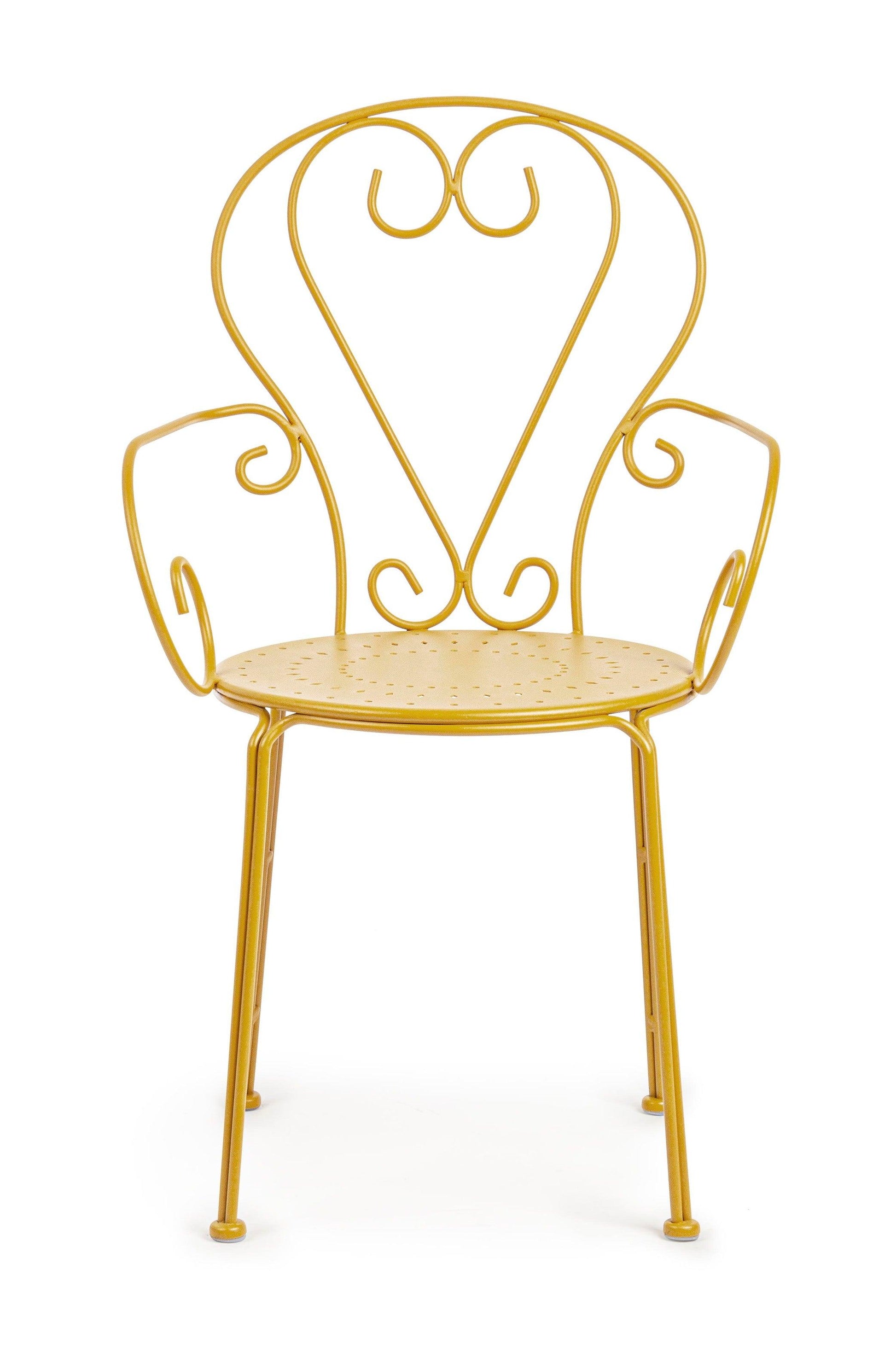 Sedie poltroncine da esterno in stile shabby chic in ferro verniciato, ocra - SET DI 4 SEDIE - SCONTO 20% - lapagoda.net