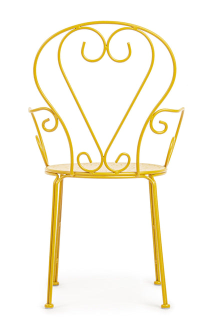 Sedie poltroncine da esterno in stile shabby chic in ferro verniciato, ocra - SET DI 4 SEDIE - SCONTO 20% - lapagoda.net