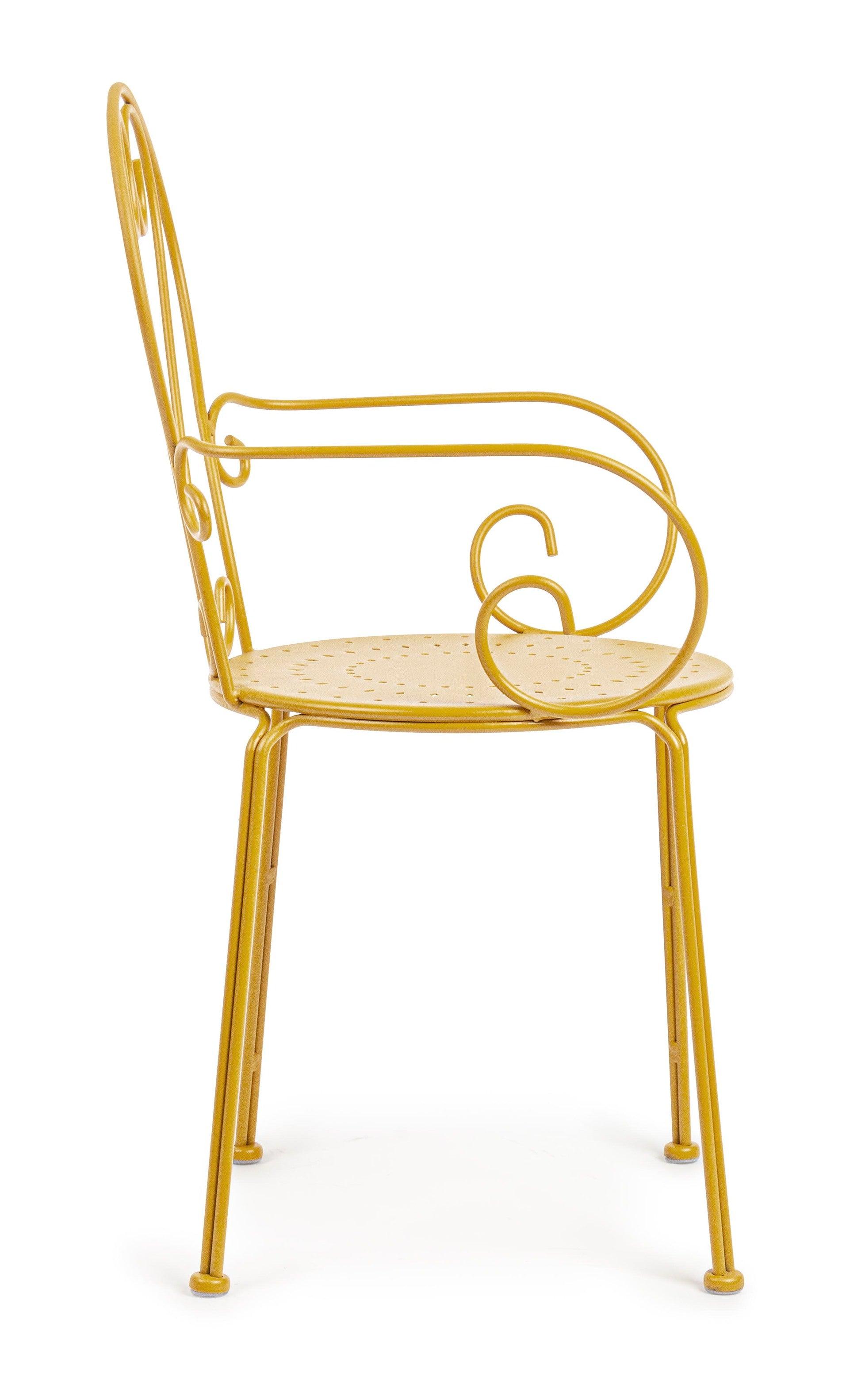 Sedie poltroncine da esterno in stile shabby chic in ferro verniciato, ocra - SET DI 4 SEDIE - SCONTO 20% - lapagoda.net