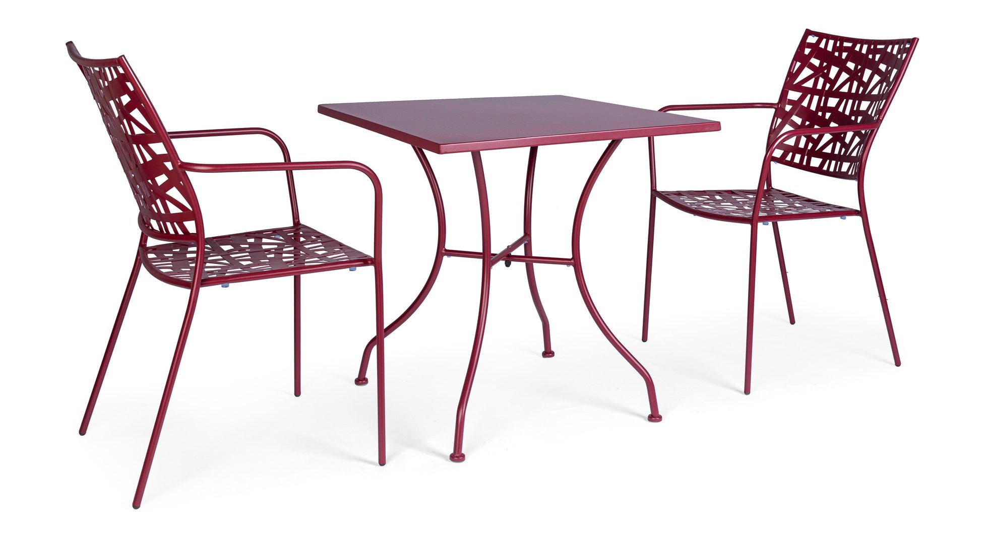 Sedie in acciaio per esterno con intreccio verniciato Bordeaux- SET di 4 SEDIE - lapagoda.net