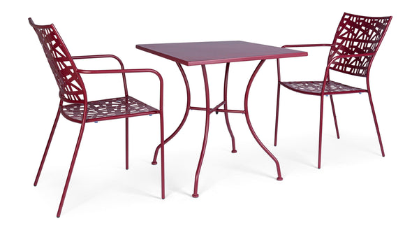 Tavolo rotondo 70x70 per esterno in acciaio verniciato - 5 colori disponibili, Bordeaux- SPEDIZONE GRATUITA- -lapagoda.net