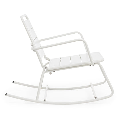 Poltrona dondolo industrial per esterni in acciaio verniciato opaco - 5 colori disponibili - BIANCO - SPEDIZIONE GRATUITA - lapagoda.net